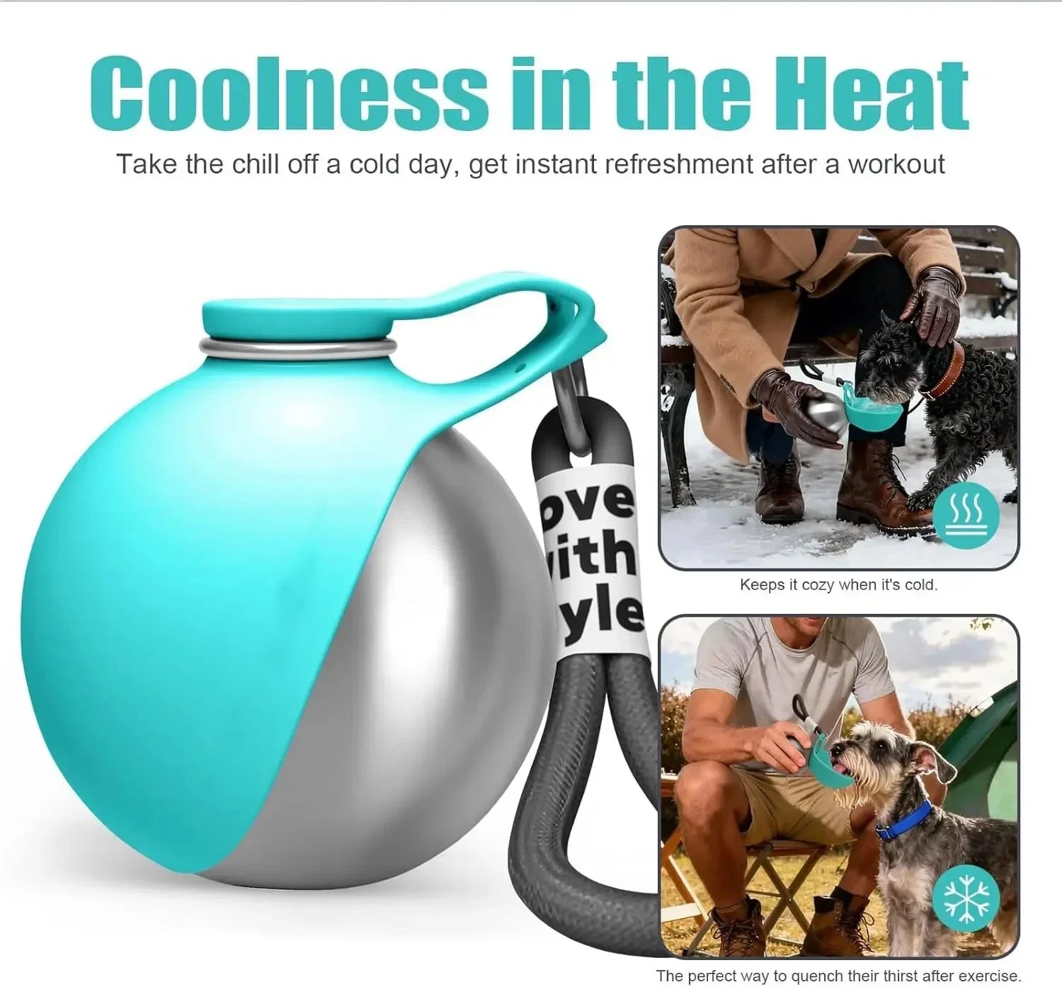 285ML Portable Dog Water Bottle for Small Dogs Leak-Proof  Compact Dog Travel Water Bottle Stainless Steel Bottle Outdoor Kettle
